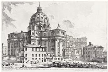 GIOVANNI B. PIRANESI Veduta dellinsigne Basilica Vaticana collampio Portico, e Piazza adjacente.